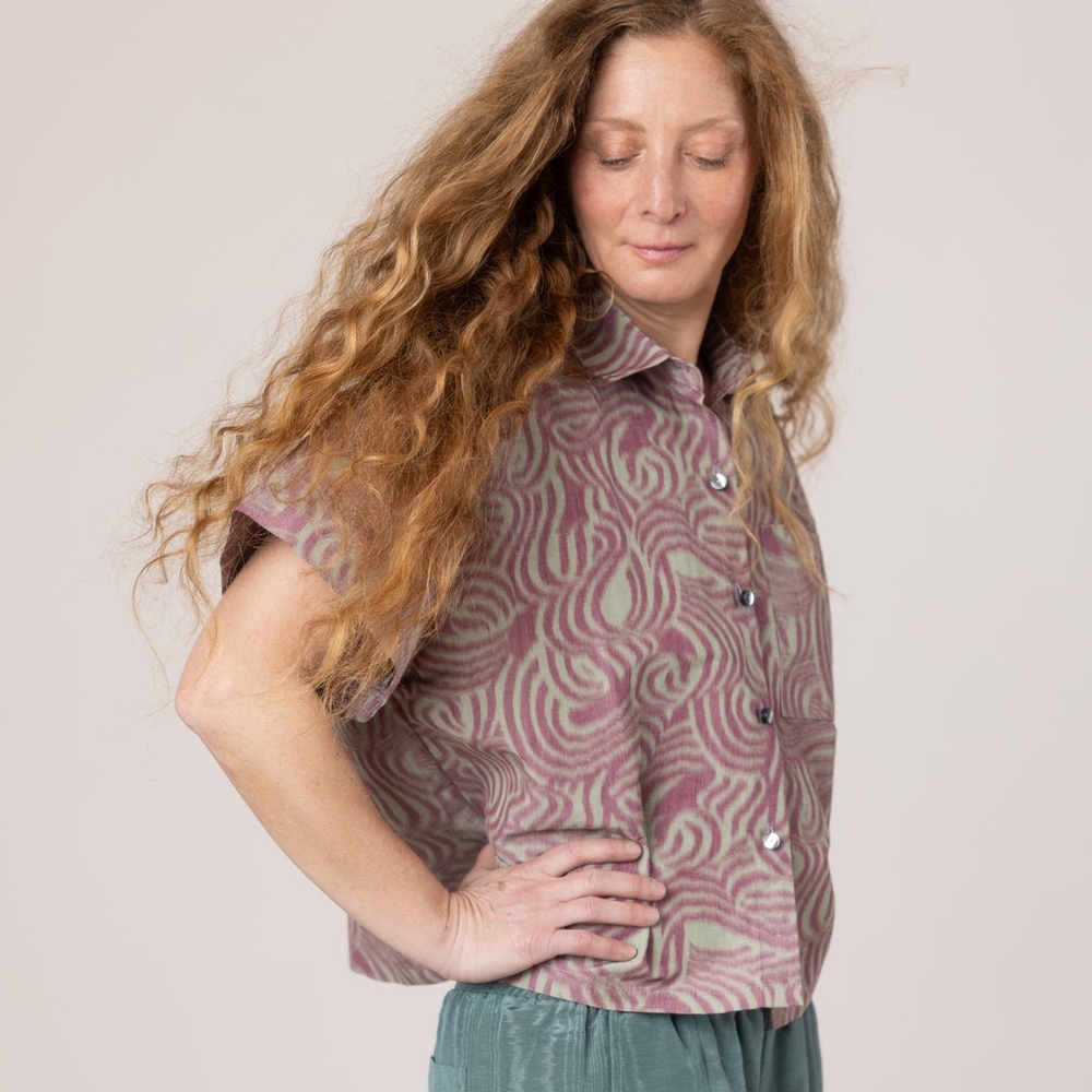 Stylish Pink and Green Women's Top